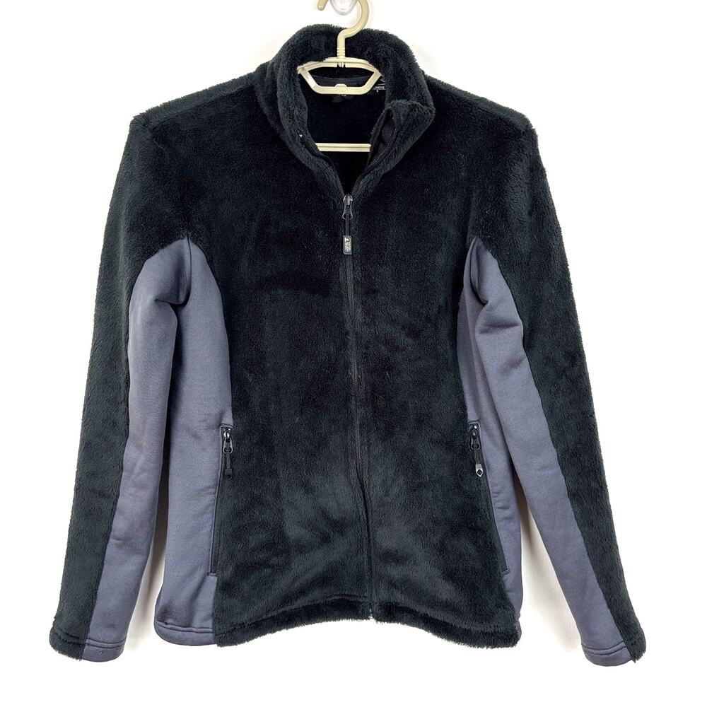 Eastern Mountain Sports Black high pile full zip fleece polartec jacket Small